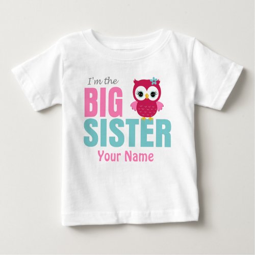 Big Sister Pink Owl Personalized T Shirt