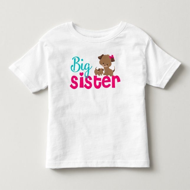 Big Sister Pink Puppy Dog Dress Toddler T-shirt (Front)