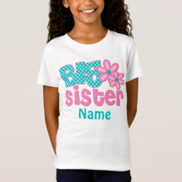 Big Sister Pink Teal Personalized Pink Shirt