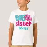 Big Sister Pink Teal Personalized Shirt at Zazzle