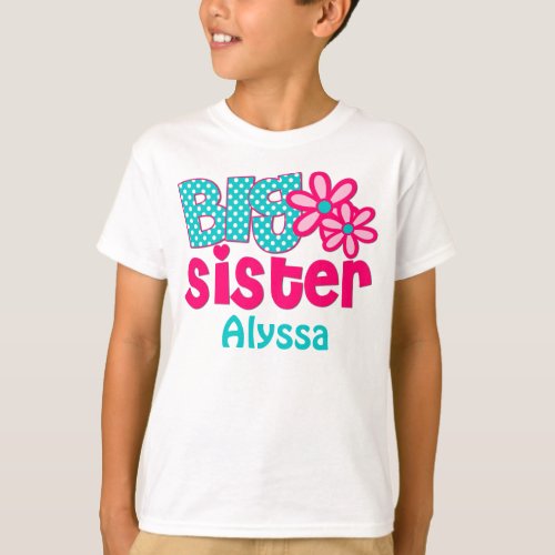 Big Sister Pink Teal Personalized shirt