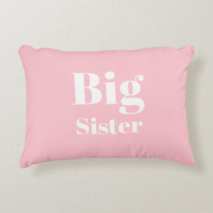 Big Sister Pink white girl's Accent Pillow