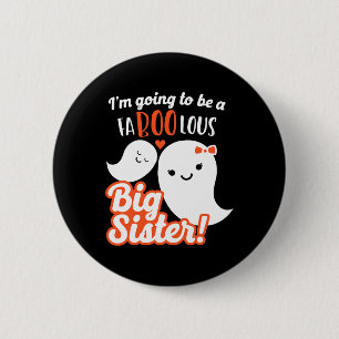 Big Sister Pregnancy Announcement Cute Ghost Girls Button