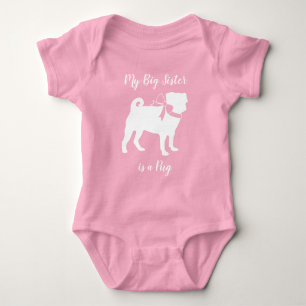 Big Sister Pug Dog Baby Bodysuit