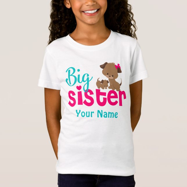 Big Sister Puppy Dog Personalized Shirt (Front)