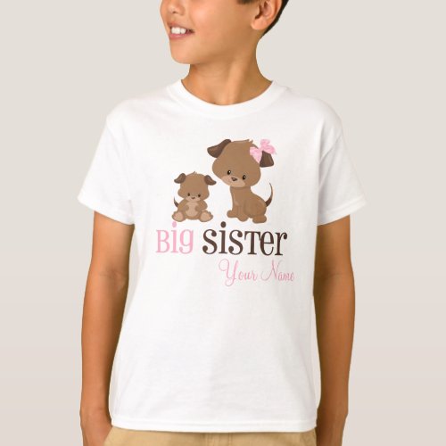 Big Sister Puppy Dog Personalized T_shirt