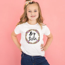 Big Sister Purple Flower Wreath Girls&#39; T-Shirt