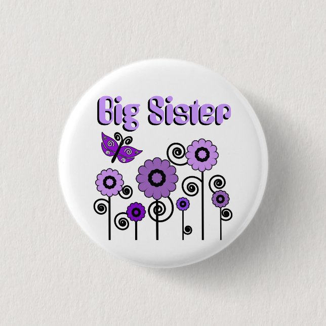 Big Sister, purple flowers with butterfly button (Front)