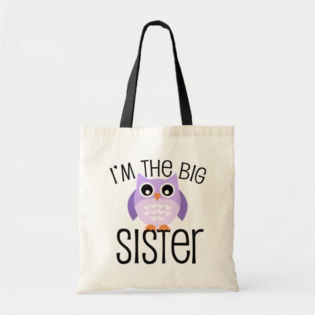 Big Sister Purple Owl Tote Bag (Front)