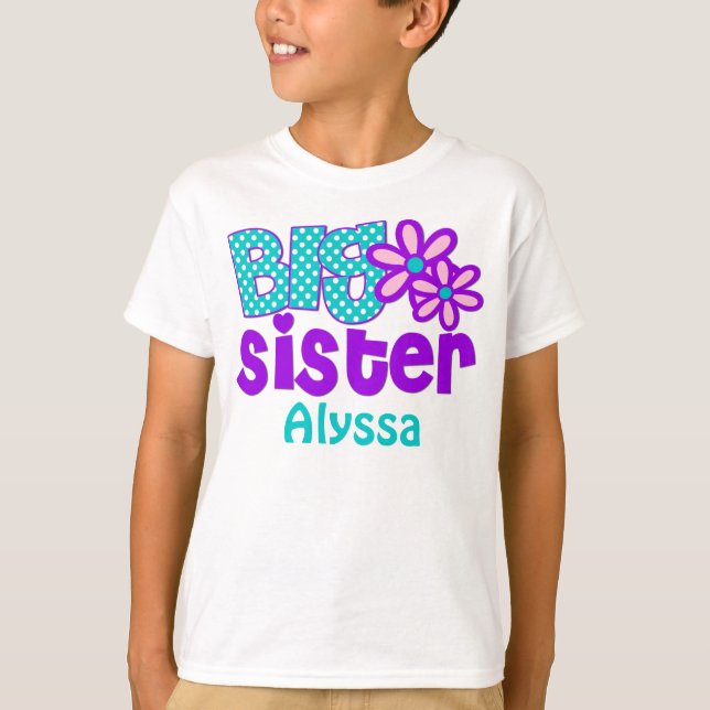 Big Sister Purple Teal Personalized shirt (Front)