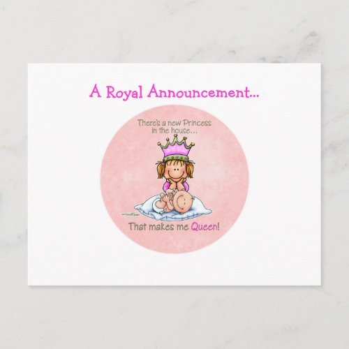 Big Sister _ Queen of Princess Announcement Postcard