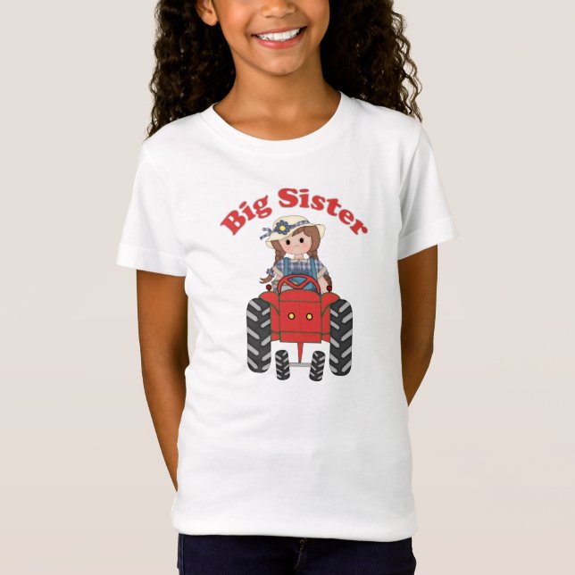 Big Sister Red Tractor T-Shirt (Front)