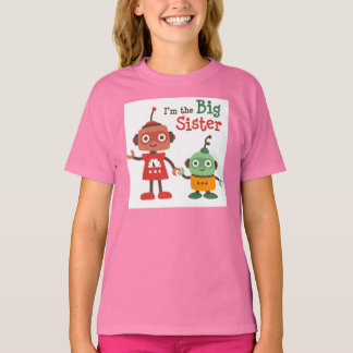 Big Sister - Retro Robot family t-shirts for girls