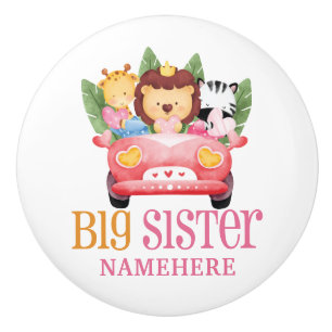 Big Sister Safari Jungle Friends Animals on Car Ceramic Knob