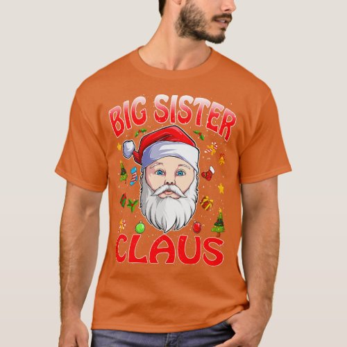 Big Sister Santa Claus Christmas Matching Costume T_Shirt