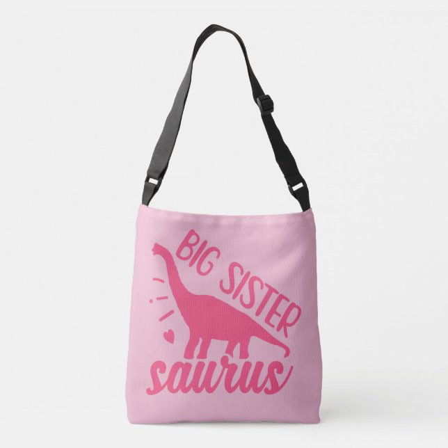 Big Sister Saurus in Pink Crossbody Bag (Back)