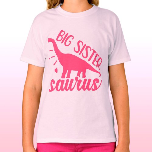 Big Sister Saurus in Pink T_Shirt