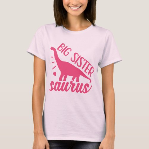 Big Sister Saurus in Pink T_Shirt