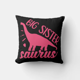 Big Sister Saurus in Pink Throw Pillow