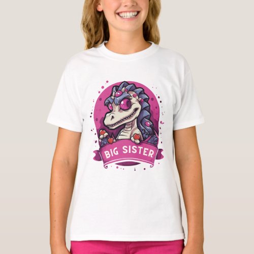 Big Sister Saurus Kids Tee T_Shirt