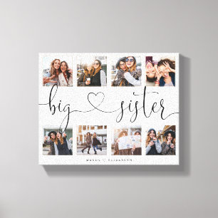 Big Sister Script   Gift For Sisters Photo Collage Canvas Print