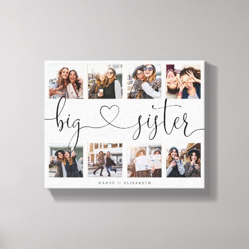 Big Sister Script  Gift For Sisters Photo Collage Canvas Print