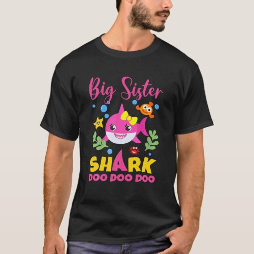 Big Sister Shark Gift Cute Baby Shark Family Match T_Shirt