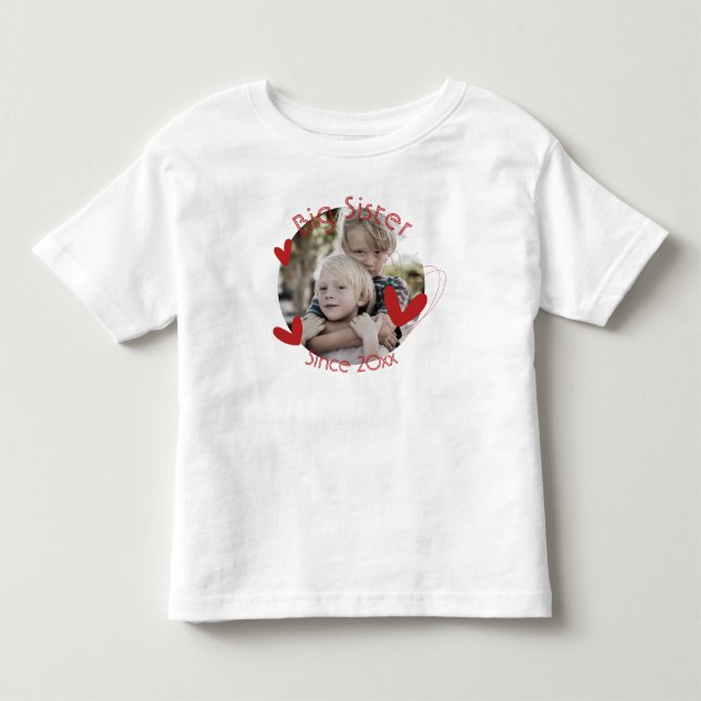 Big Sister Siblings Photo Heart Cute Toddler T-shirt (Front)