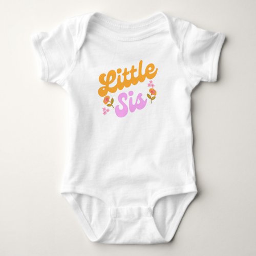 Big Sister Sis Matching Little Sister Retro Pink   Baby Bodysuit