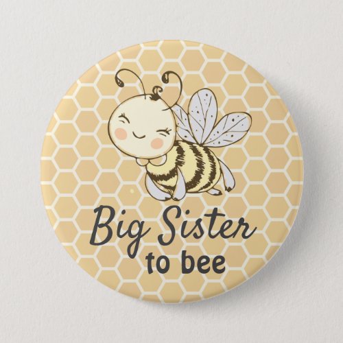 Big Sister Sis to be Bumblebee Bee Baby Shower Button