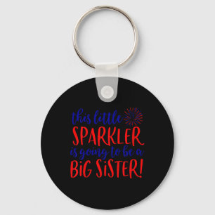 Big Sister Sparkler 4th Of July Pregnancy Announce Keychain