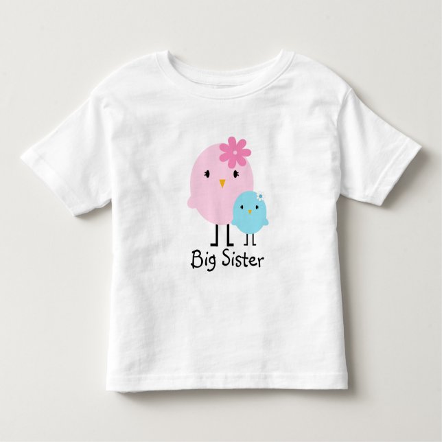 Big Sister Spring Birds Girls Tee (Front)