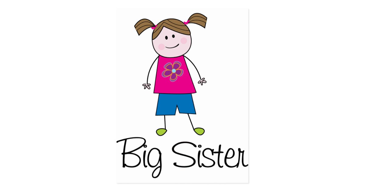 big sister stick figure postcard | Zazzle