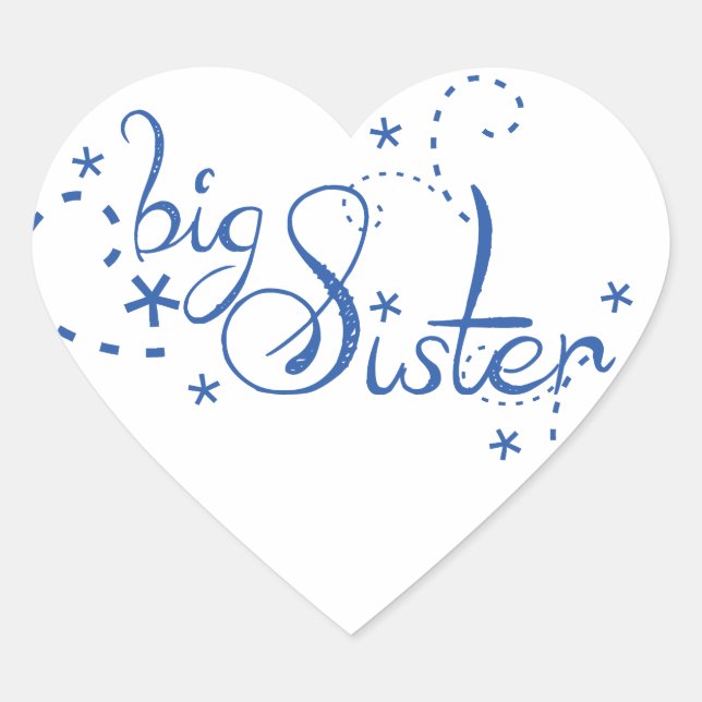 Big Sister Swirl Design Heart Sticker (Front)