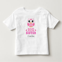 Big sister t-shirt, cute pink owl and custom name toddler t-shirt