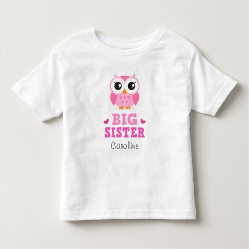 Big sister t_shirt cute pink owl and custom name toddler t_shirt