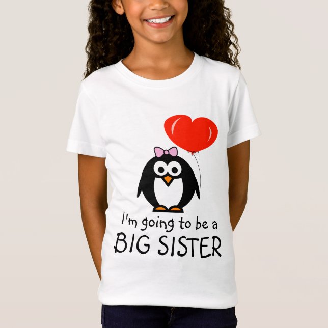 Big sister t shirt for sibling | Penguin cartoon (Front)