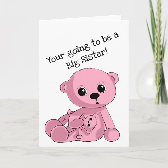 Big Sister Teddy Bear Personalized Greeting Card (Front)