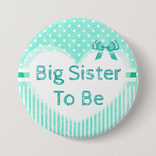 Big Sister to Be Baby Shower Button Blue