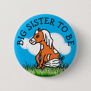 Big Sister to Be Baby Shower Farm Animal Themed Button