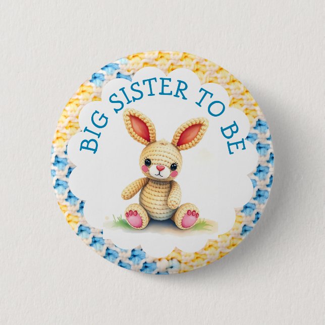 Big Sister to Be | Boy's Baby Shower Button (Front)