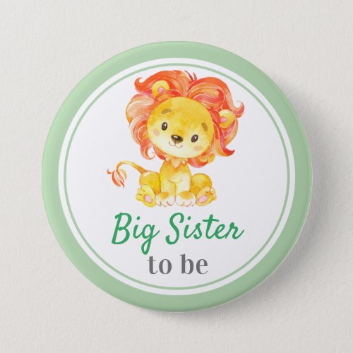 Big Sister to be Jungle Safari Baby Boy Shower Button