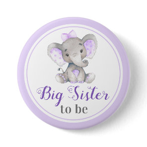 Big Sister to be New Sis Baby Girl Shower Elephant Button