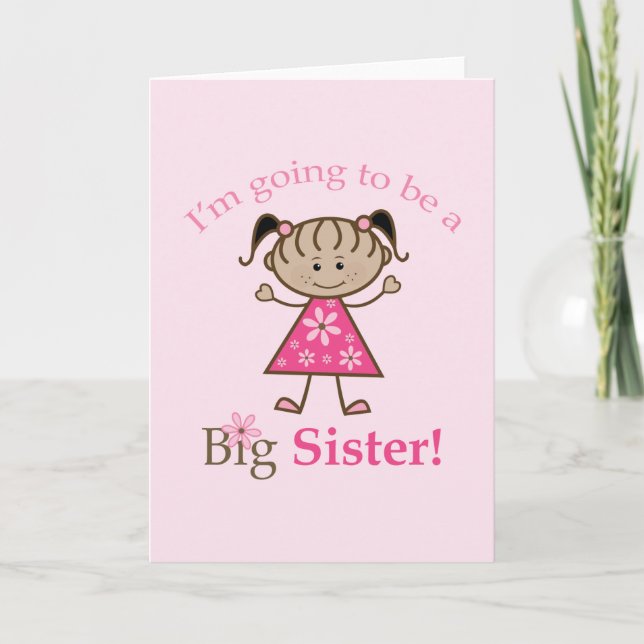 Big Sister To Be Stick Figure Girl Ethnic Announcement (Front)