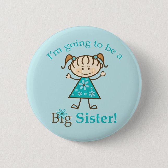 Big Sister To Be Stick Figure Pinback Button (Front)