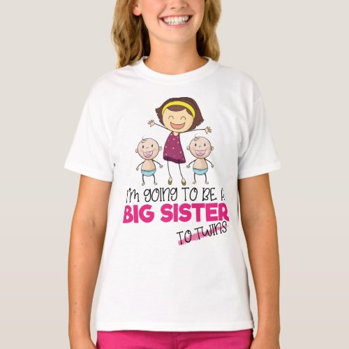 Big sister to be TO TWINS pregnancy announcement T_Shirt