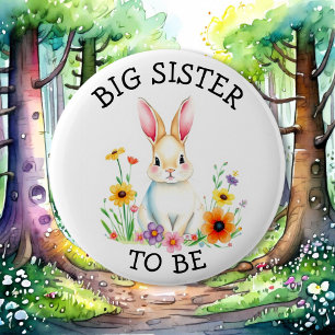 Big Sister to be   Woodland Creatures Baby Shower  Button