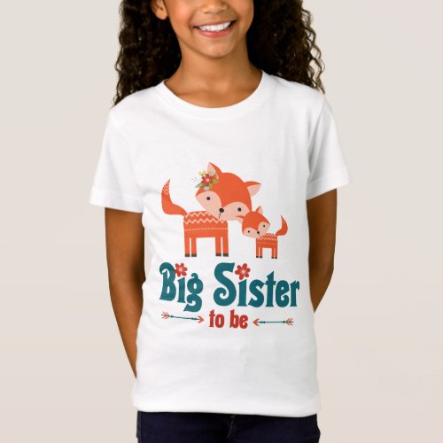 Big Sister to Be Woodland Foxes T_Shirt