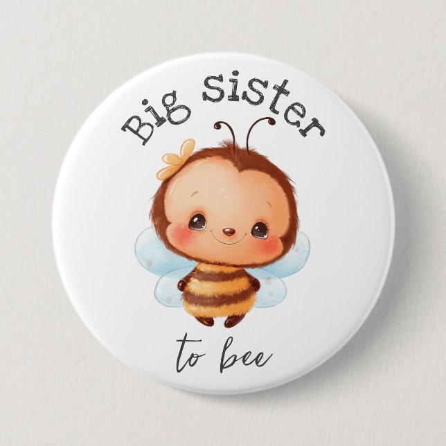 Big Sister to Bee Bumblebee Kids Button (Front)