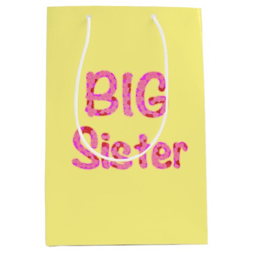 Big Sister Typography Mosaic Text Medium Gift Bag